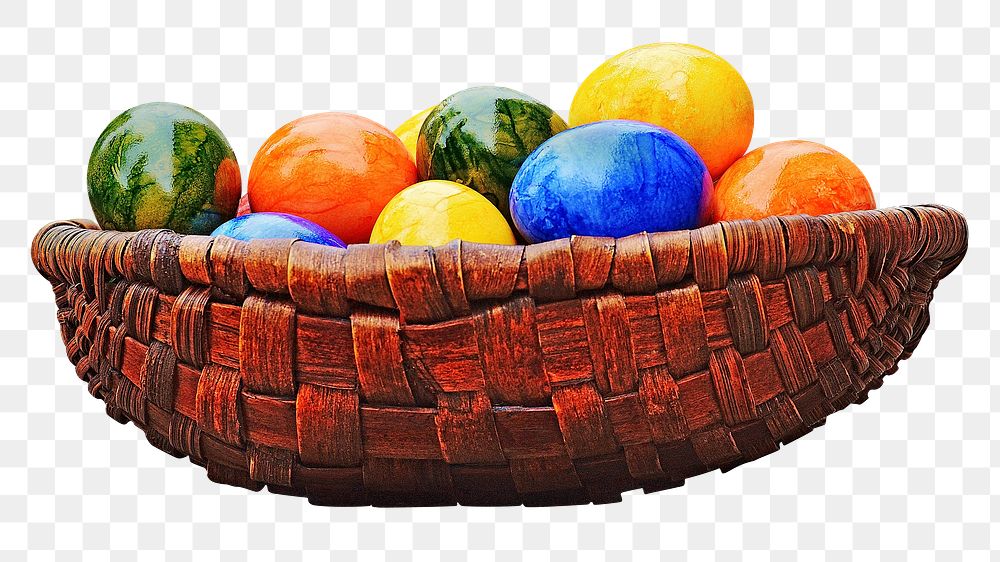 Easter egg basket png sticker, transparent background