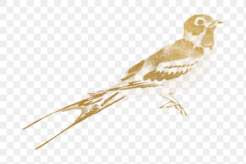 Vintage gold swallow bird png on transparent background. Remixed by rawpixel.