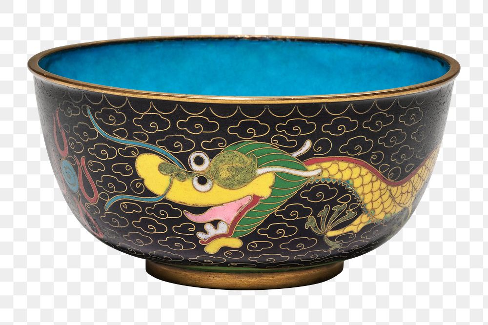 Chinese dragon bowl png, transparent background.    Remastered by rawpixel. 