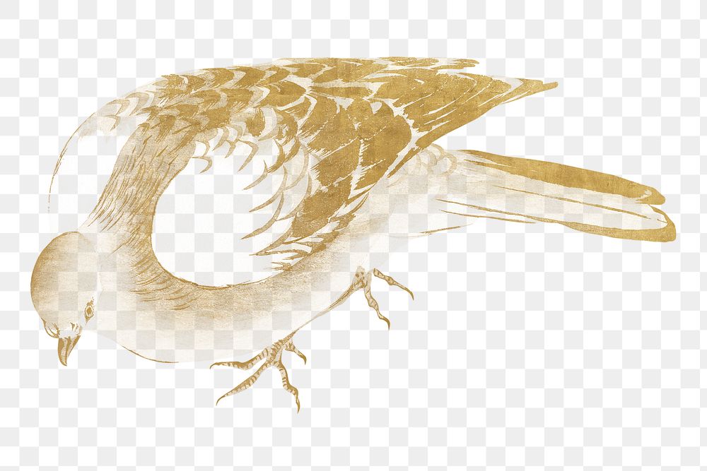 Vintage gold pigeon png on transparent background. Remixed by rawpixel.