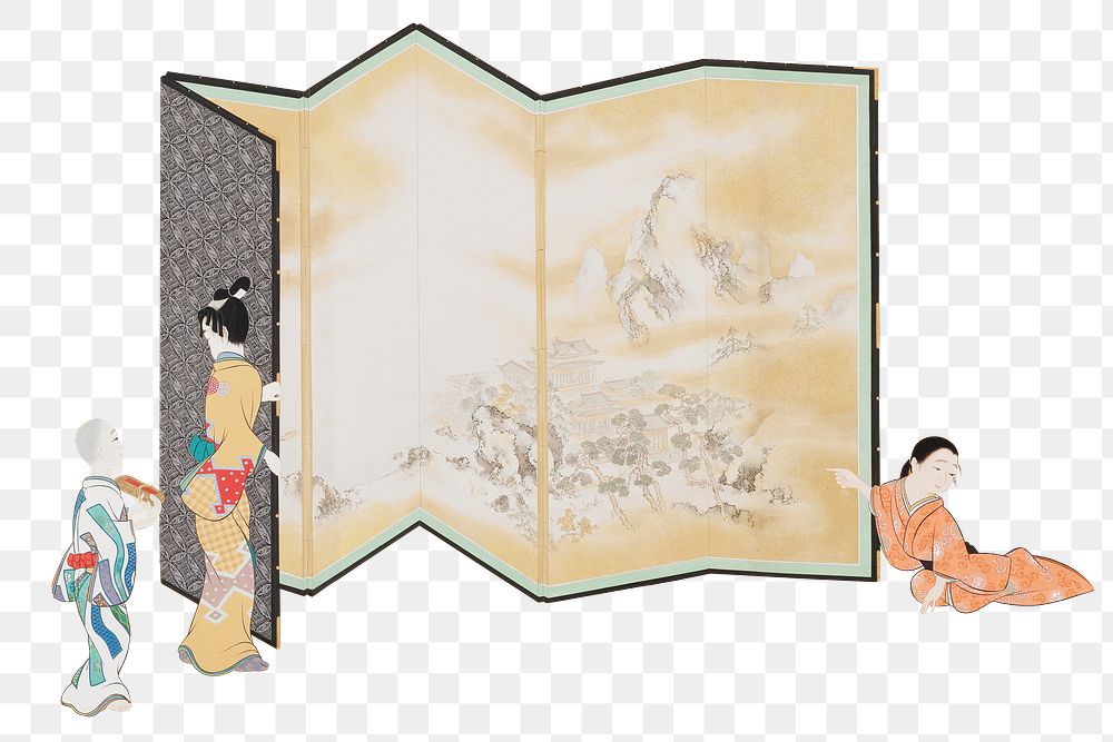 Vintage Japanese women png on transparent background. Remastered by rawpixel. 