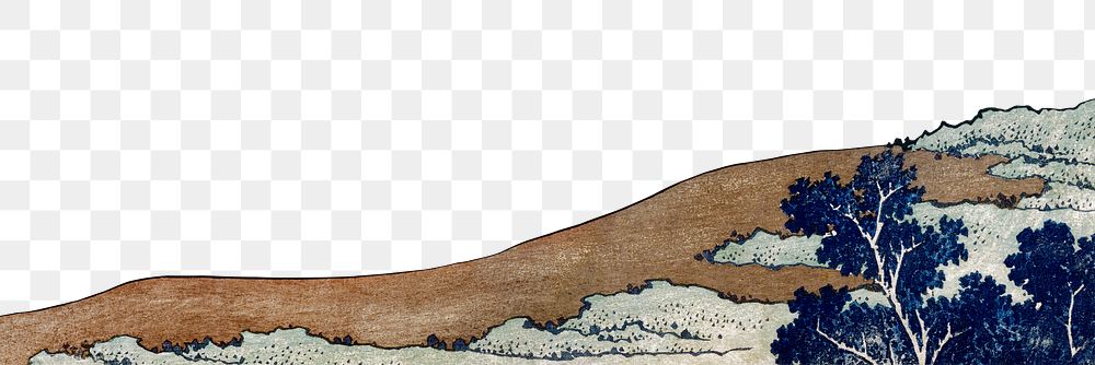 Hokusai's mountain border png on transparent background.    Remastered by rawpixel. 