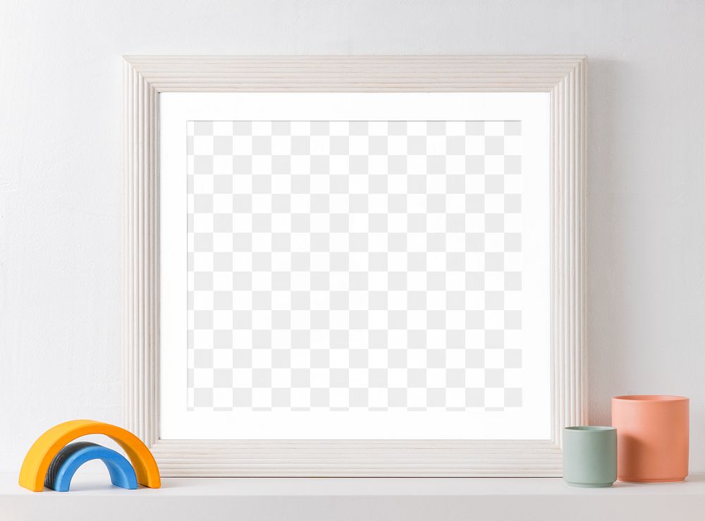 Picture frame png mockup, kids room decor, transparent design