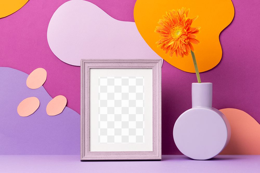 Picture frame png mockup, kids room decor, transparent design