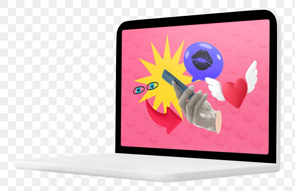 Laptop screen png 3D sticker, transparent background