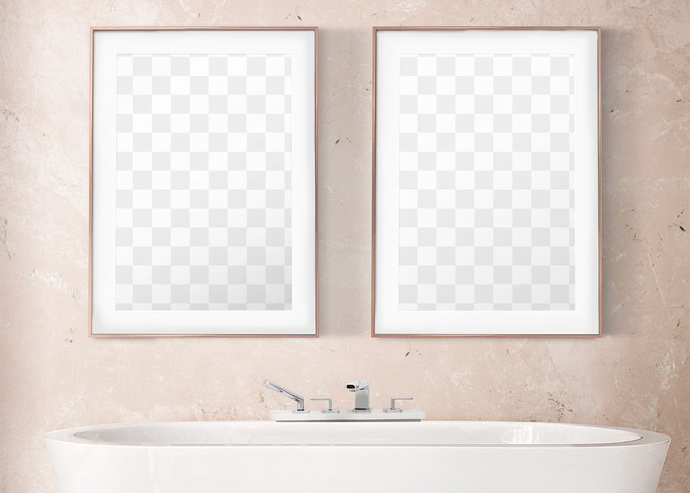 Picture frame png mockup, bathroom decor, transparent design