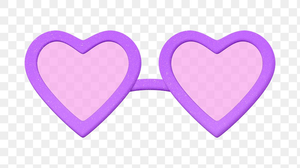Purple heart sunglasses png 3D sticker, transparent background