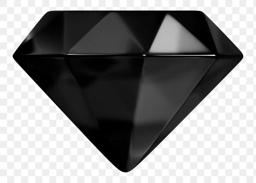 Black diamond png 3D sticker, transparent background