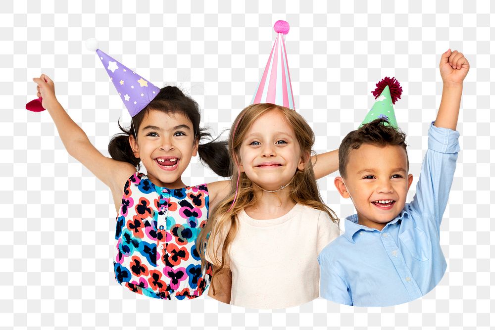 Png kids birthday party sticker, transparent background