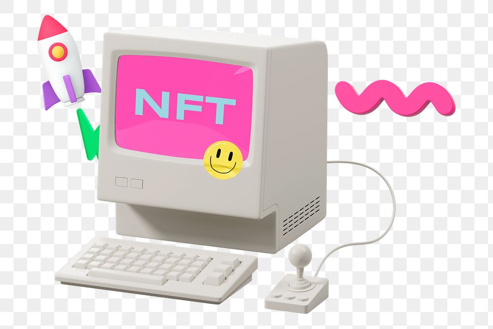 NFT png word sticker, mixed media design, transparent background