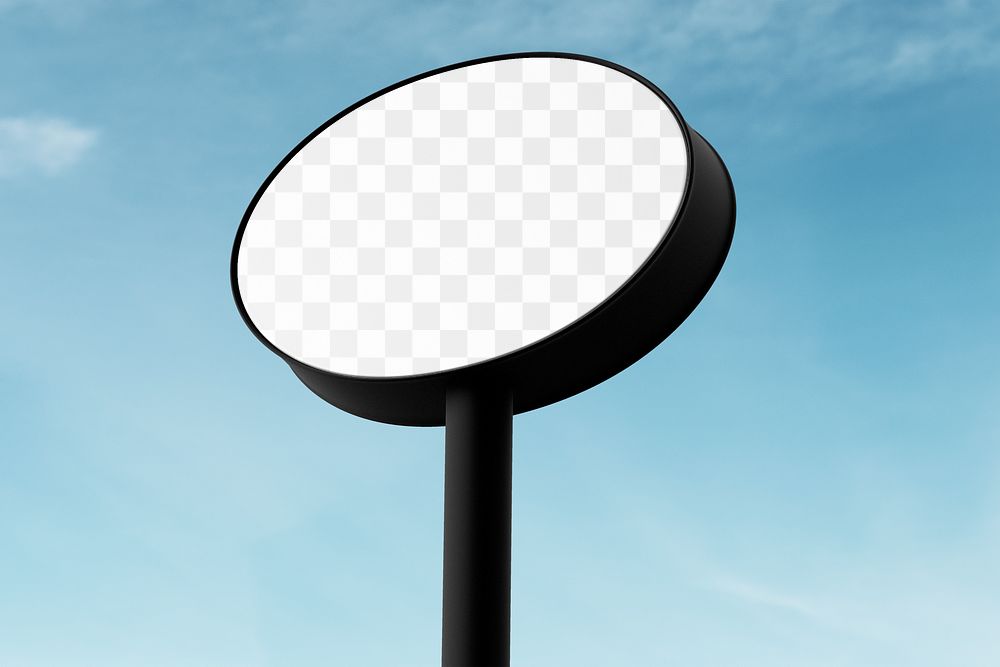 3D round sign png mockup, transparent design