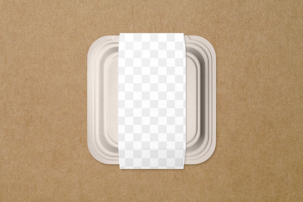 PNG food box label mockup, transparent eco product design