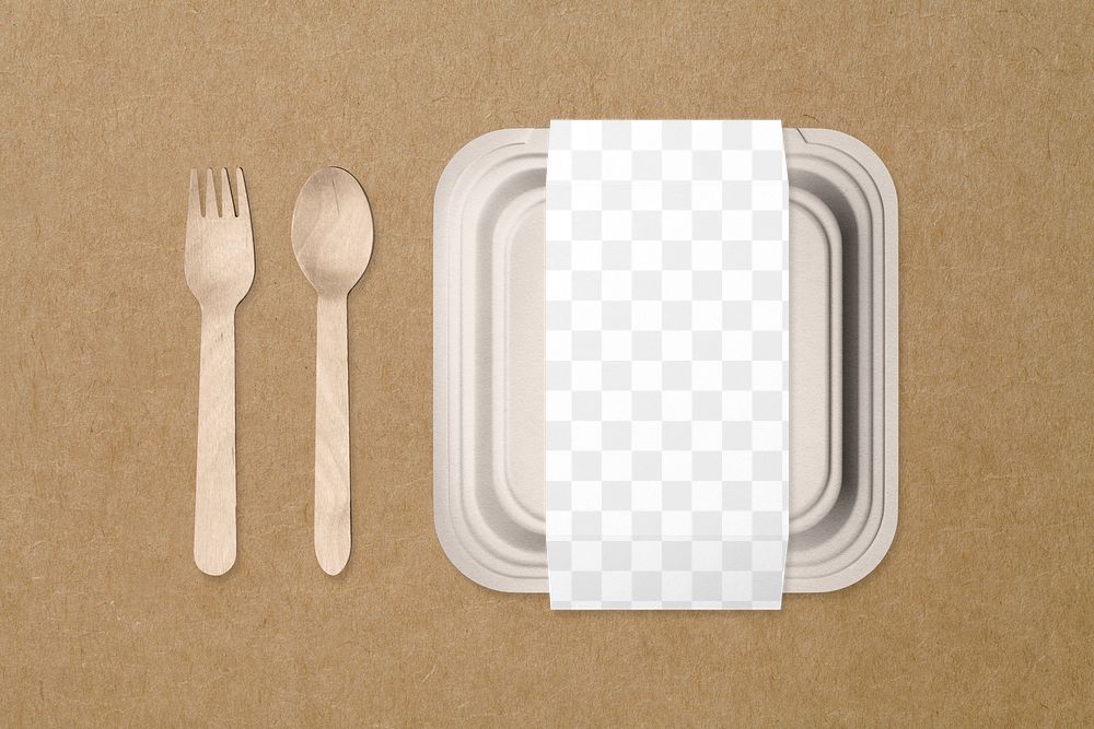 PNG food box label mockup, transparent eco product design