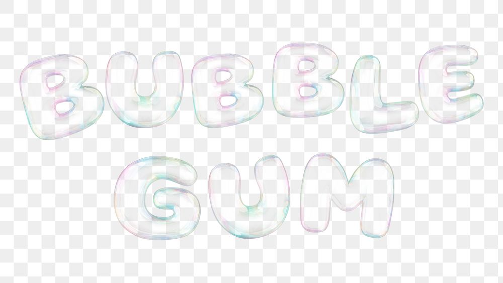 Bubble gum png 3D word sticker, transparent balloon design