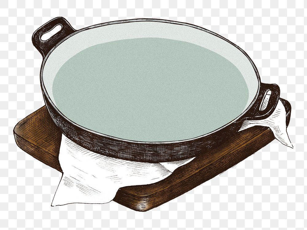 Vintage pan png sticker, kitchenware illustration, transparent background