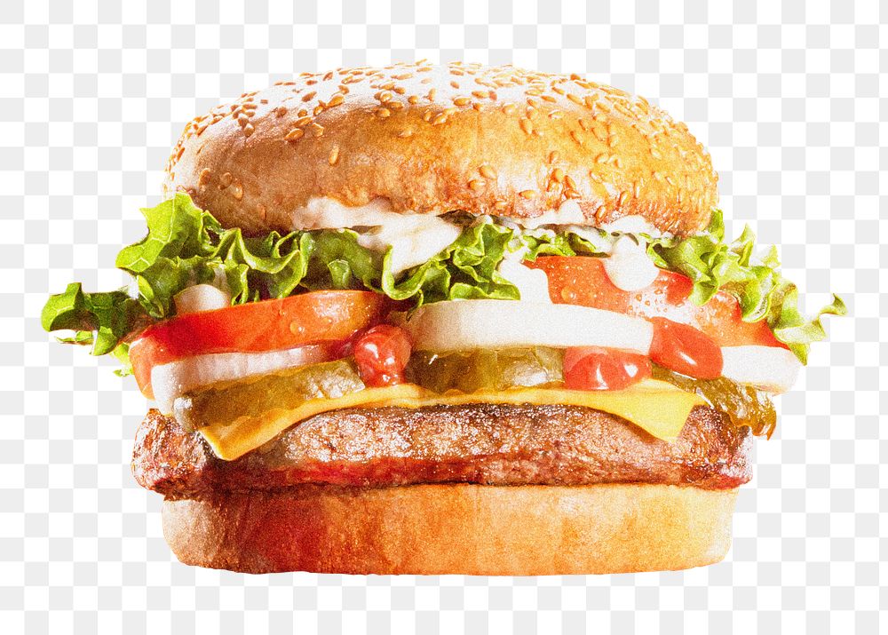 Hamburger png sticker, fast food image, transparent background