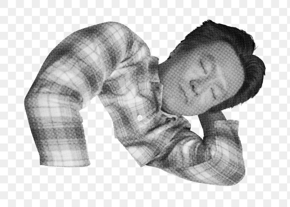 Asian man sleeping png sticker, transparent background