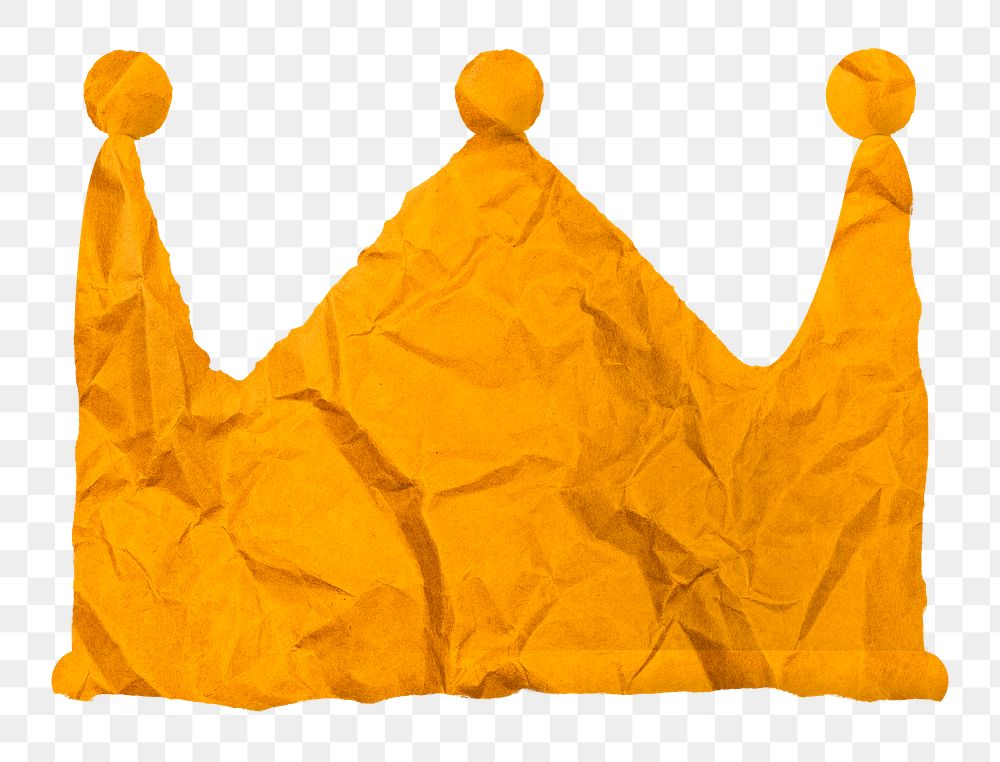 Yellow paper crown png sticker, transparent background