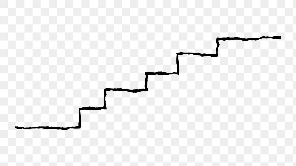 Black stairs png doodle drawing, transparent background
