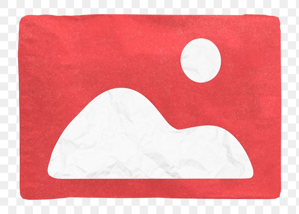 Red gallery png icon, paper texture, transparent background