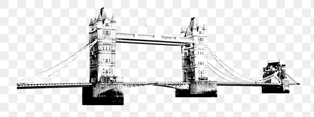 Tower Bridge png sticker, London famous attraction, transparent background