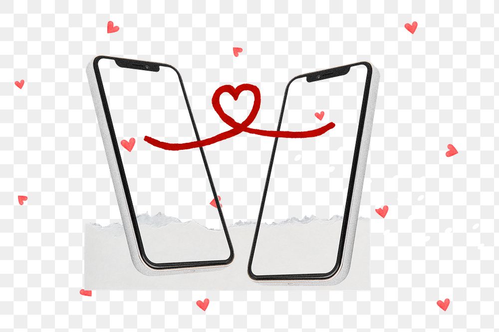 Online dating png sticker, mobile phone communication remix, transparent background