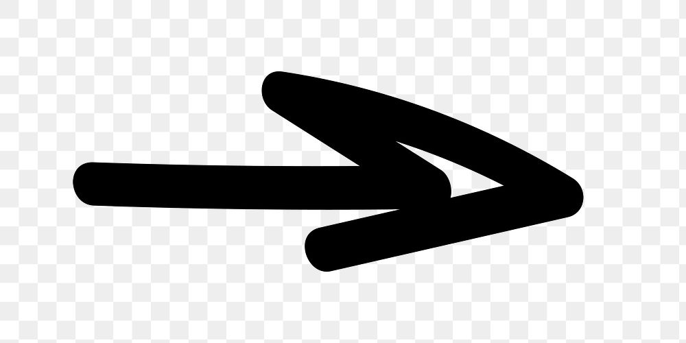 Black arrow png doodle graphic, transparent background