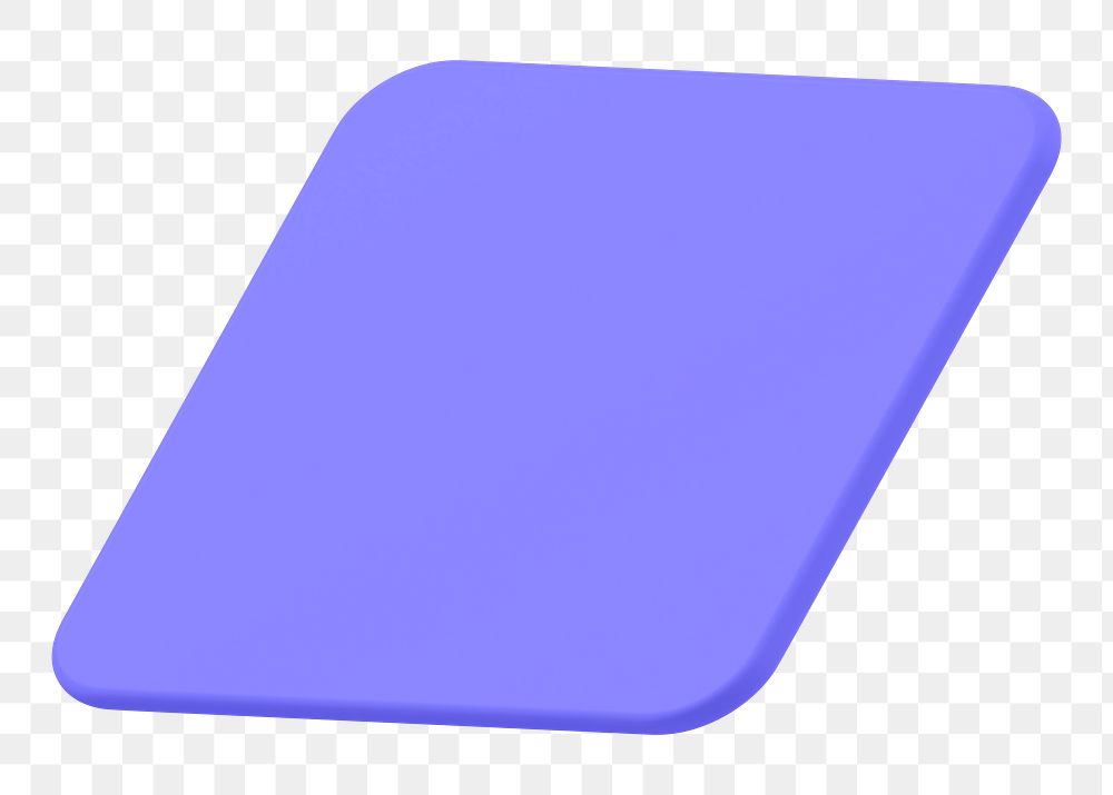 3D parallelogram shape png sticker, purple geometric graphic, transparent background