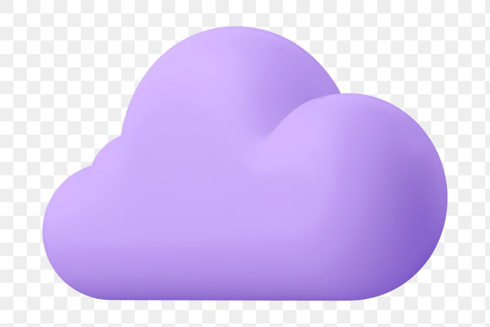 3D purple cloud png sticker, weather graphic, transparent background
