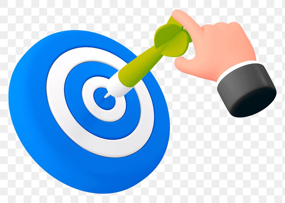 3D dart png hitting target, business success graphic, transparent background