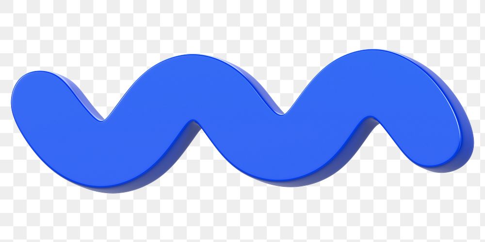 Blue squiggle png 3D sticker, transparent background