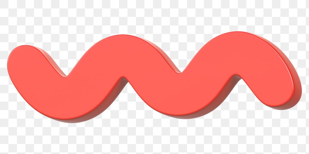 Orange squiggle png 3D sticker, transparent background