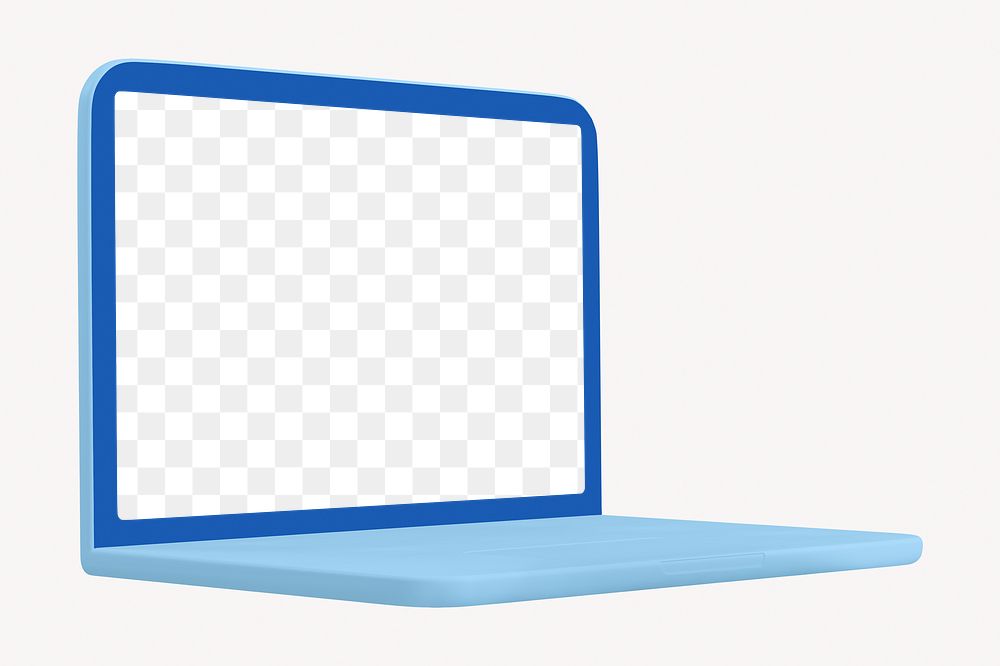Laptop screen png 3D mockup, transparent design