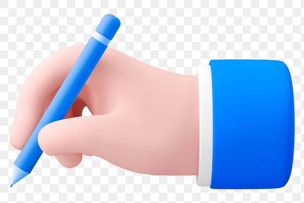 Hand holding stylus png 3D sticker, transparent background