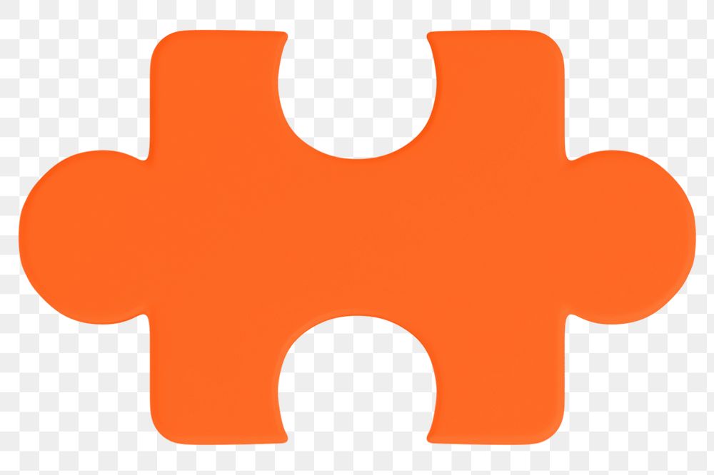 Jigsaw puzzle png 3D sticker, orange transparent background