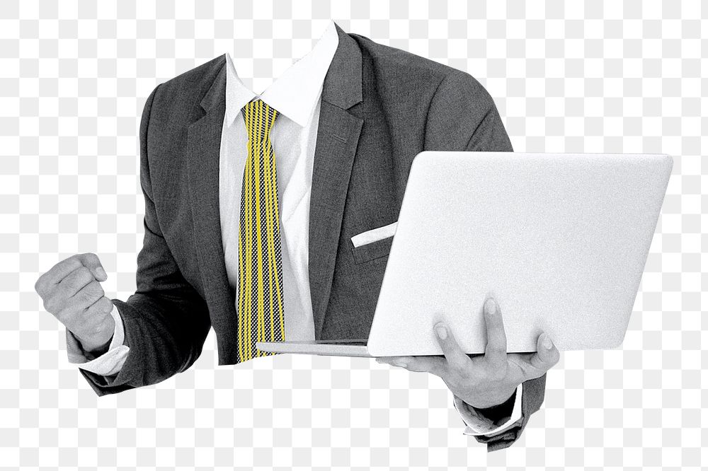 Successful suit png business sticker, transparent background 