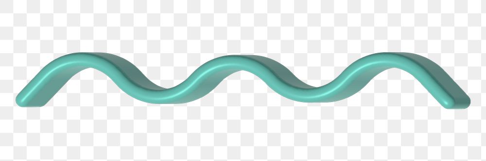 Png green 3D wavy line, transparent background