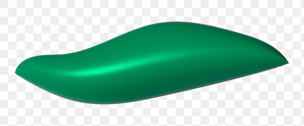 3D green blob png, transparent background