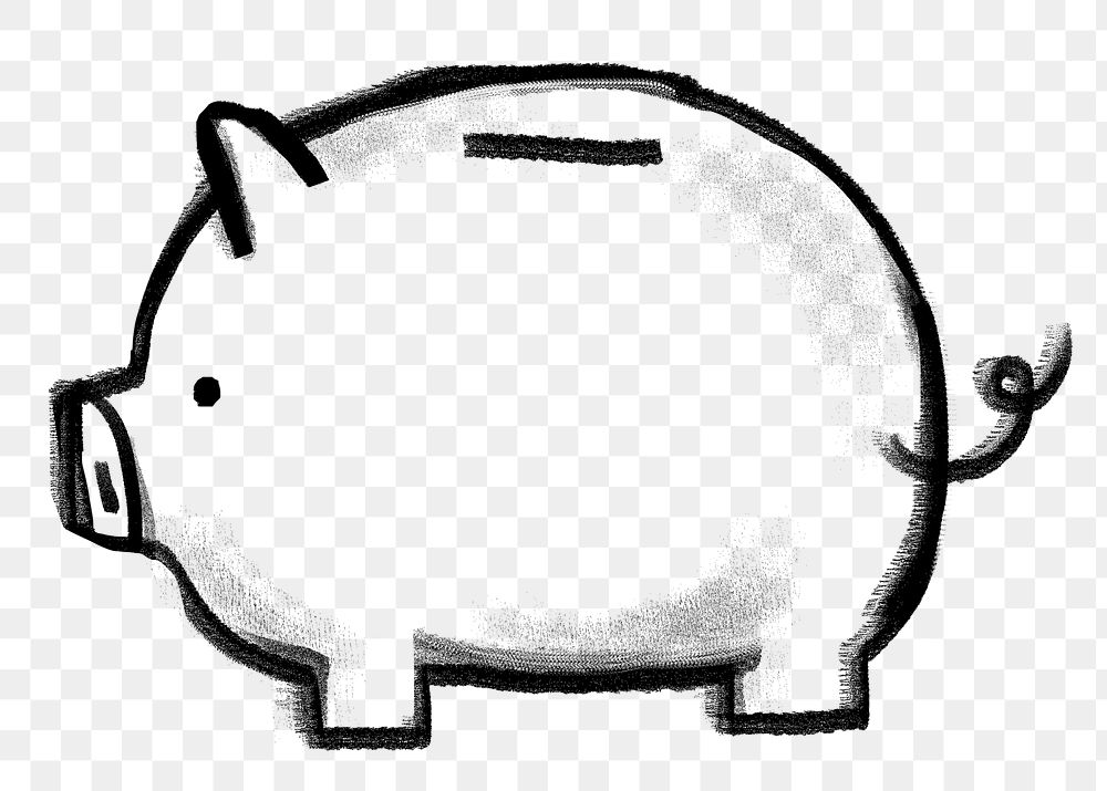 Piggy bank png sticker, money saving doodle, transparent background