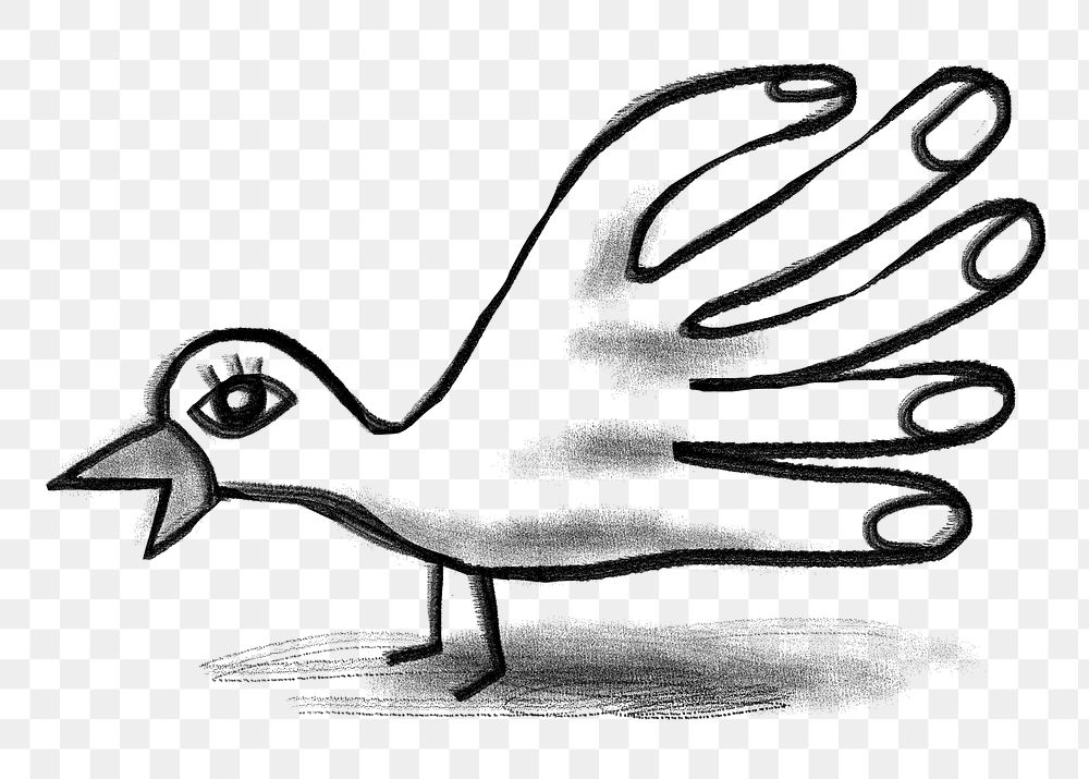 Pigeon post doodle png sticker, bird hand, transparent background