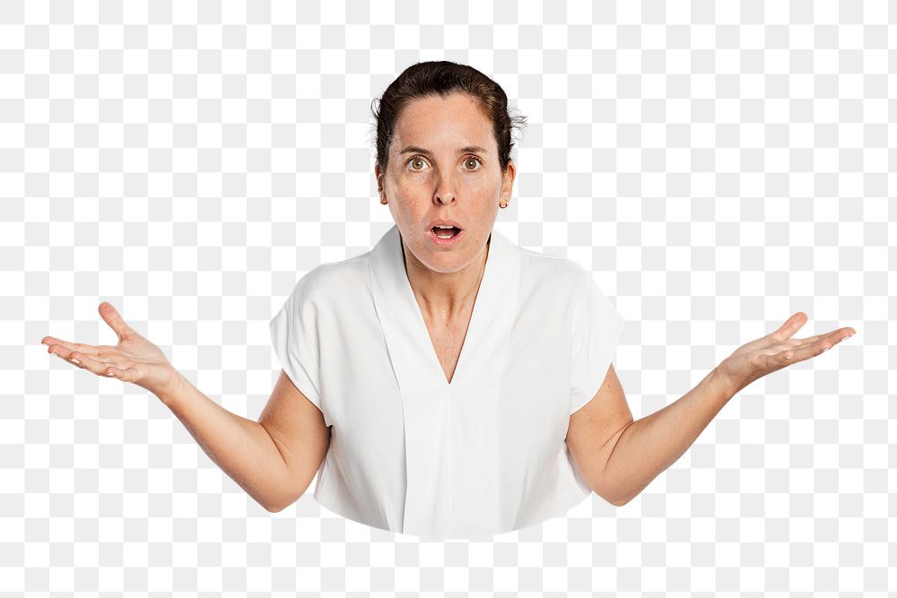 Png shocked woman sticker, transparent background