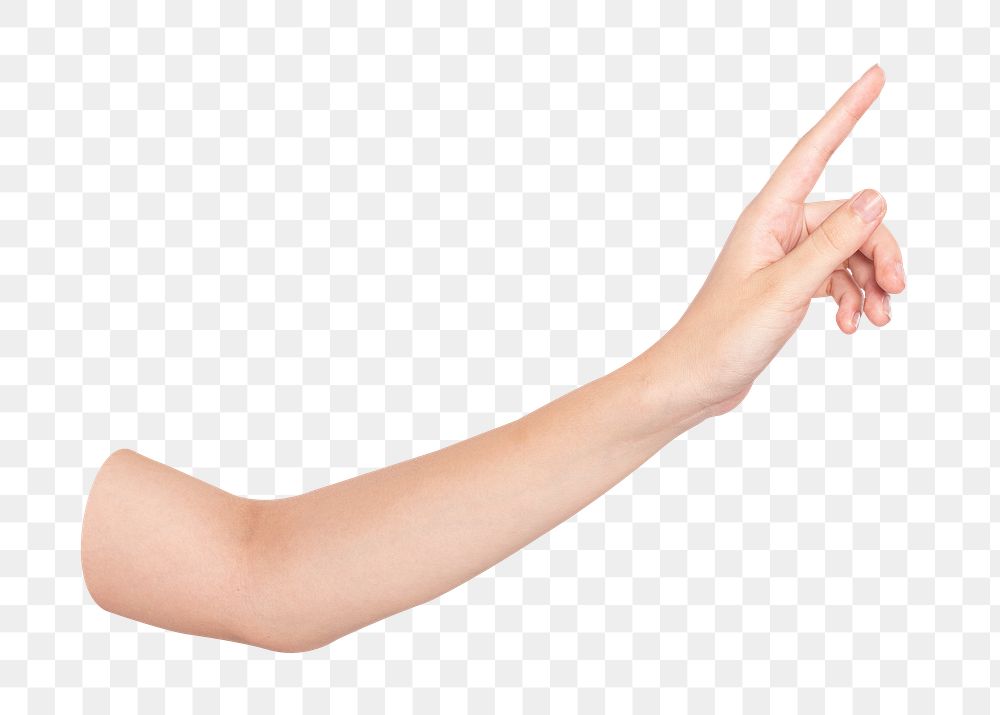 Finger pointing png sticker, transparent background