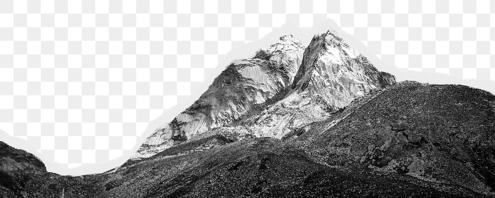 Mountain peak png border, torn paper design, transparent background