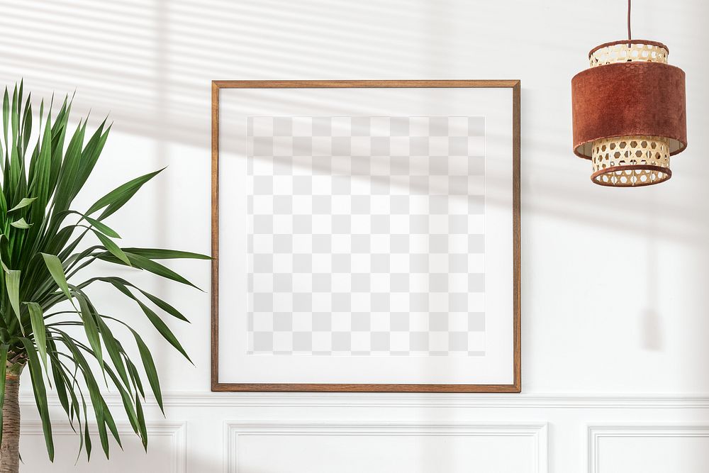 Picture frame png mockup, houseplant decor, transparent design