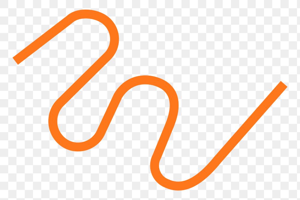 Orange squiggle png abstract shape sticker, transparent background