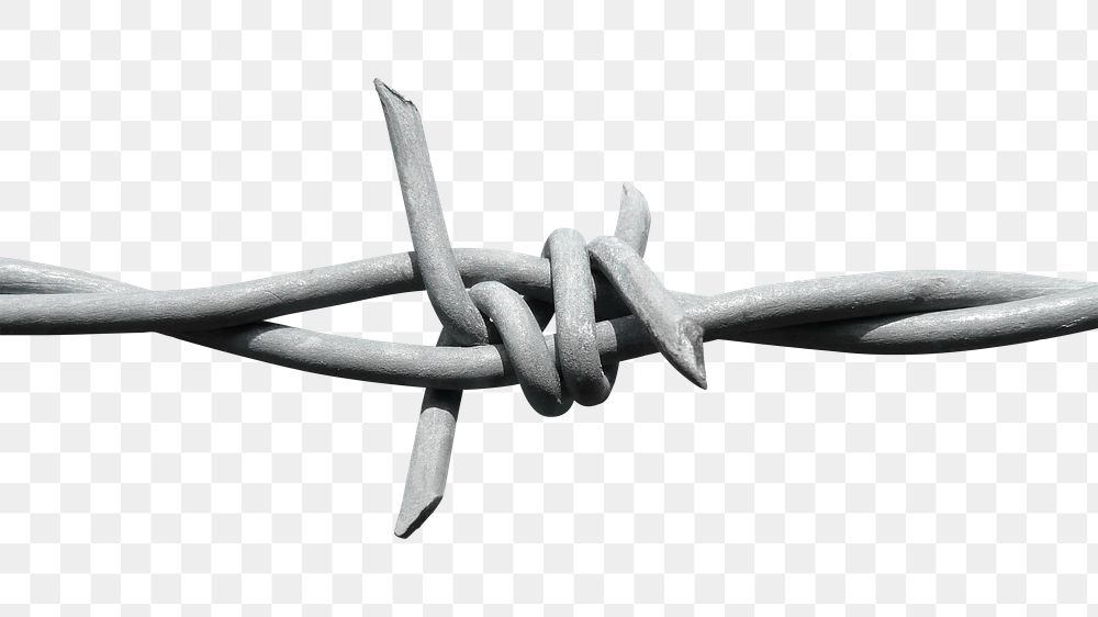 Barbed wire png border, transparent background