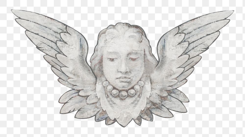 Angel statue png sticker, transparent background 