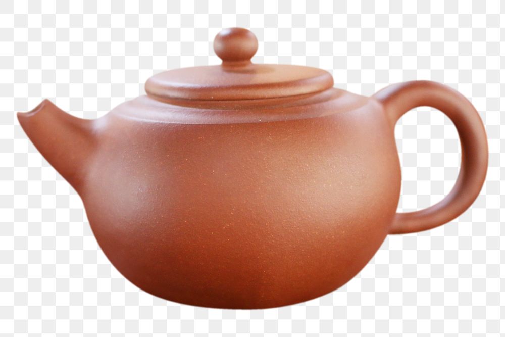 Clay teapot png sticker, transparent background