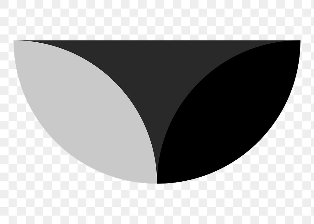 Black semicircle png geometric shape sticker, transparent background
