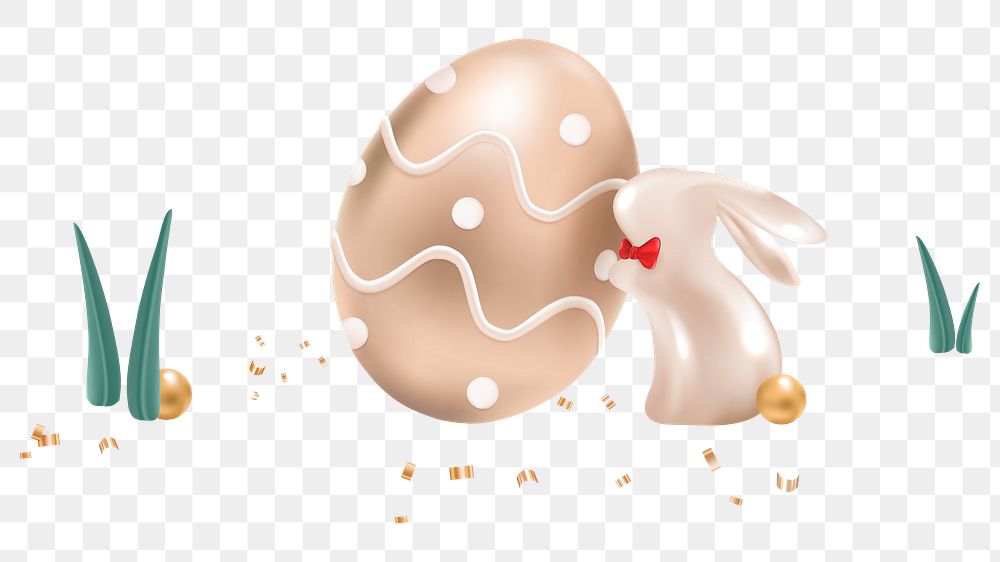 Easter bunny png 3d sticker, transparent background